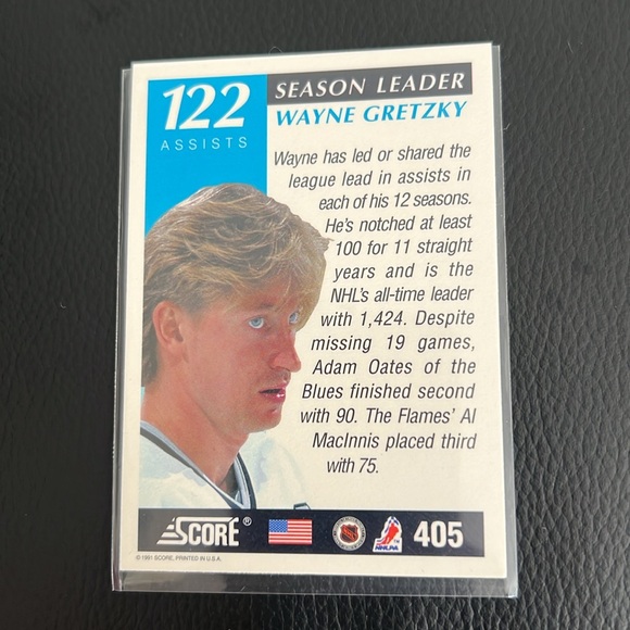 Wayne Gretzky score 1991 122 assists season leader - Picture 2 of 2